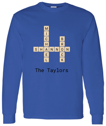 Personalized Family Crossword Name Tiles Matching Shirts