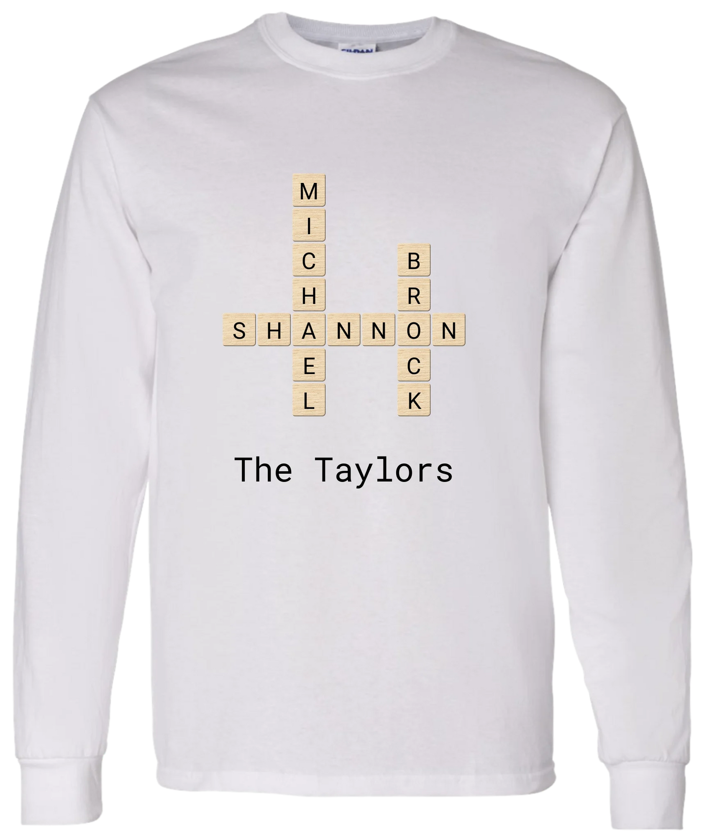 Personalized Family Crossword Name Tiles Matching Shirts