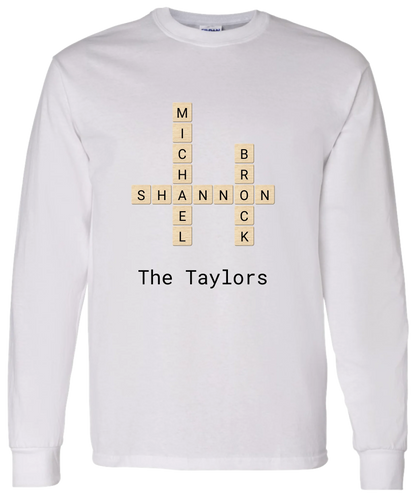 Personalized Family Crossword Name Tiles Matching Shirts