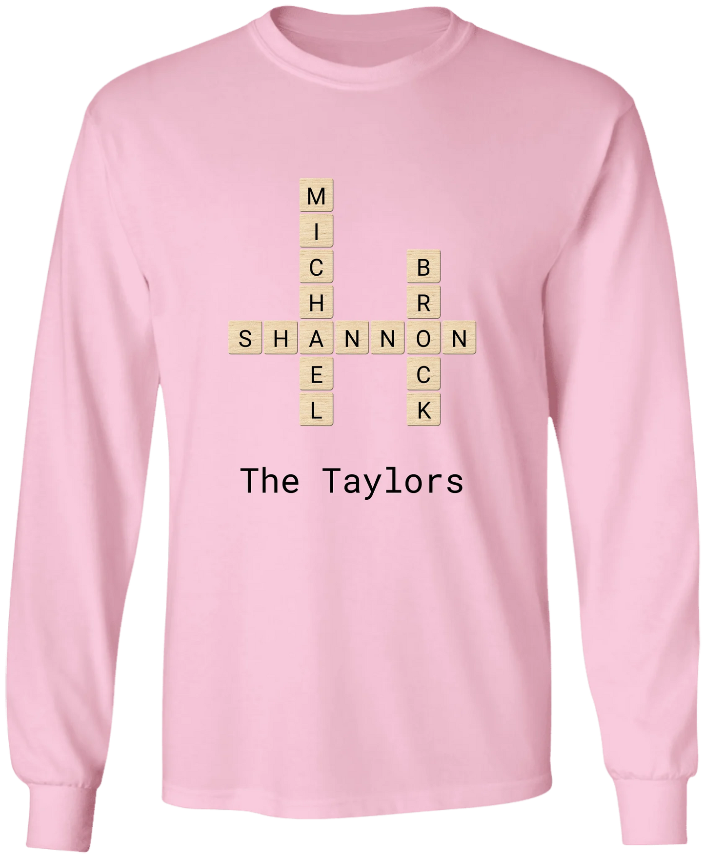 Personalized Family Crossword Name Tiles Matching Shirts