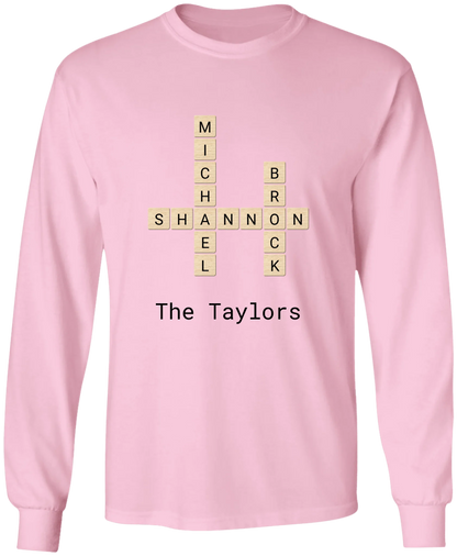 Personalized Family Crossword Name Tiles Matching Shirts
