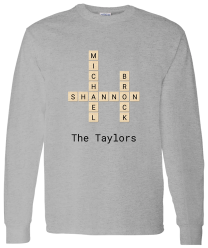 Personalized Family Crossword Name Tiles Matching Shirts