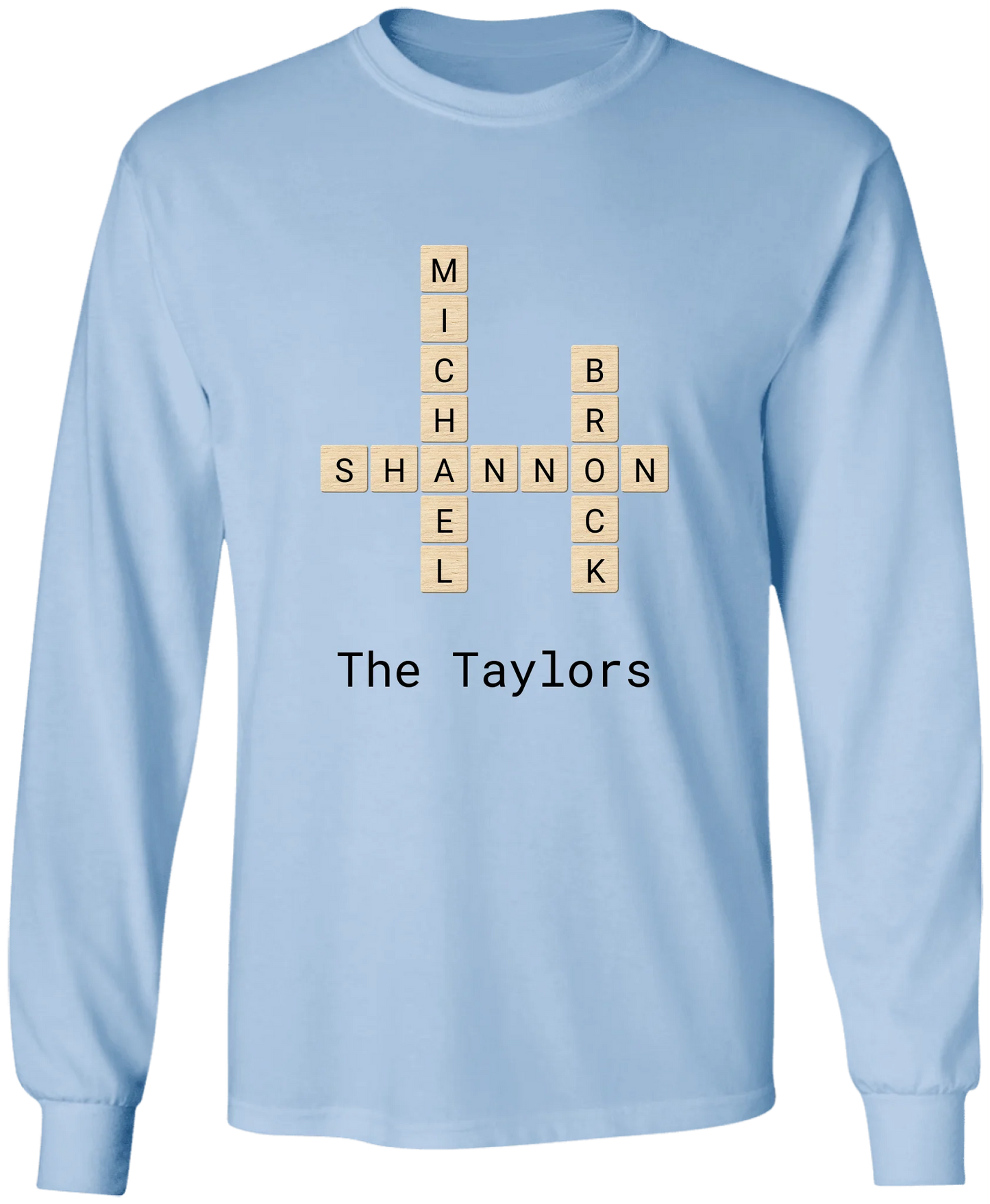 Personalized Family Crossword Name Tiles Matching Shirts