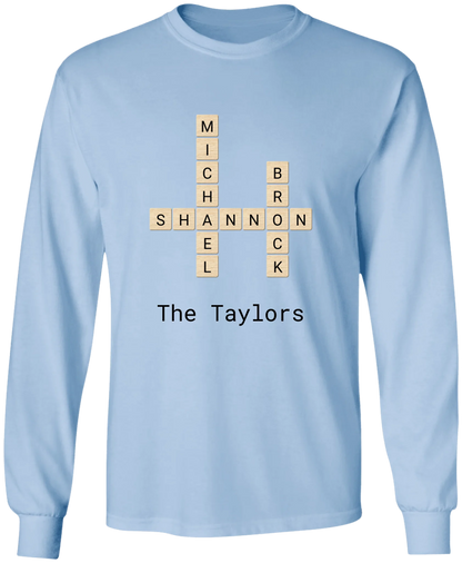 Personalized Family Crossword Name Tiles Matching Shirts