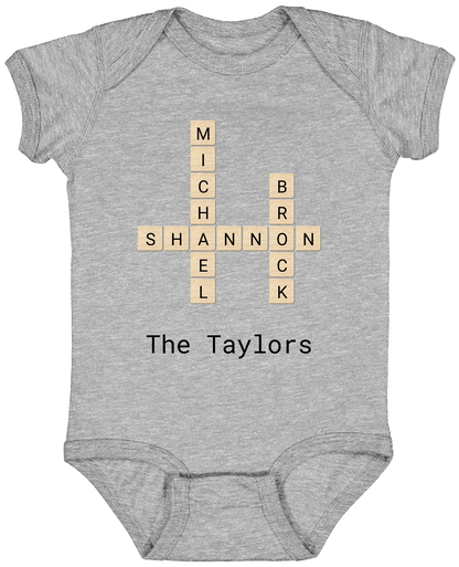 Personalized Family Crossword Name Tiles Matching Shirts