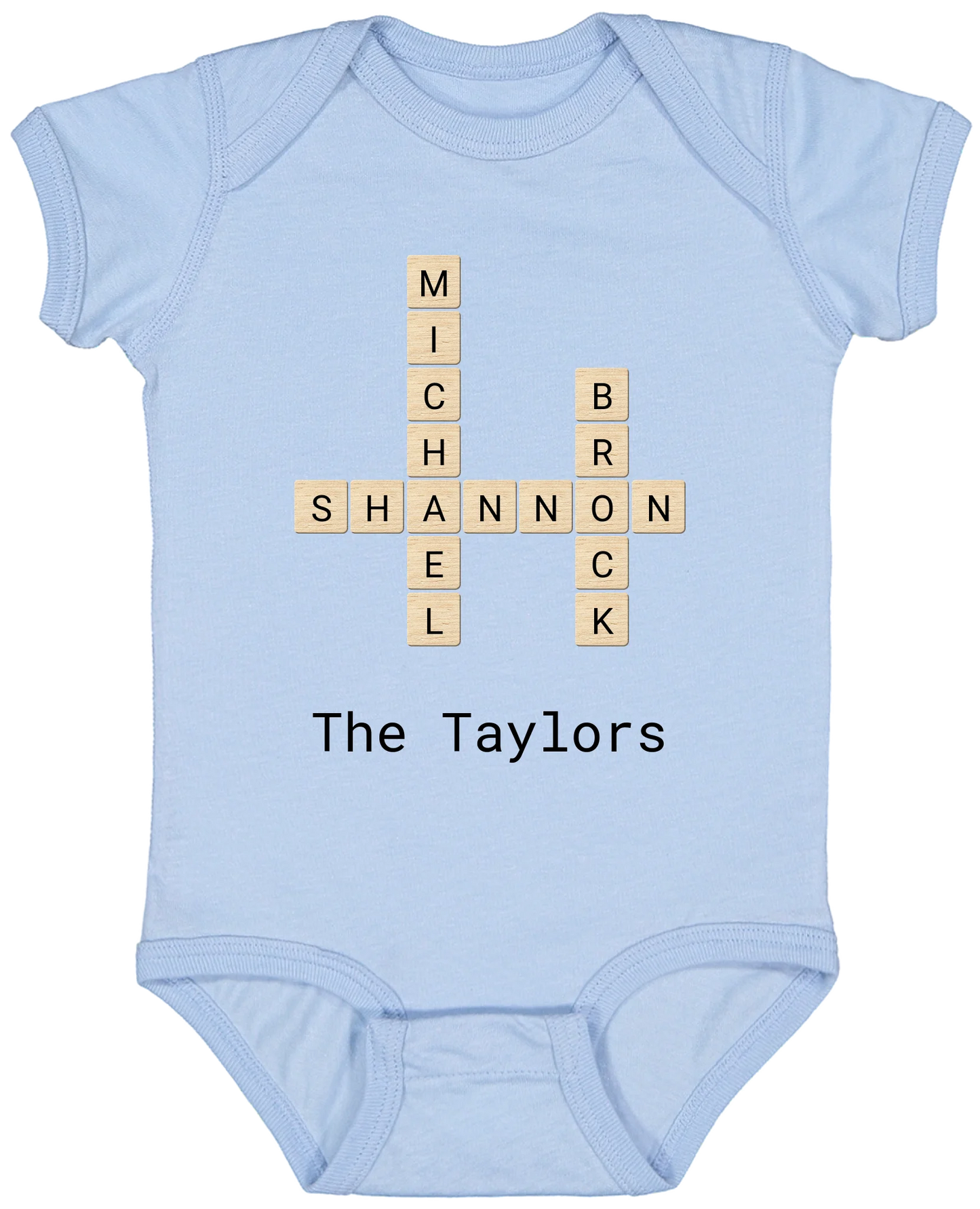 Personalized Family Crossword Name Tiles Matching Shirts