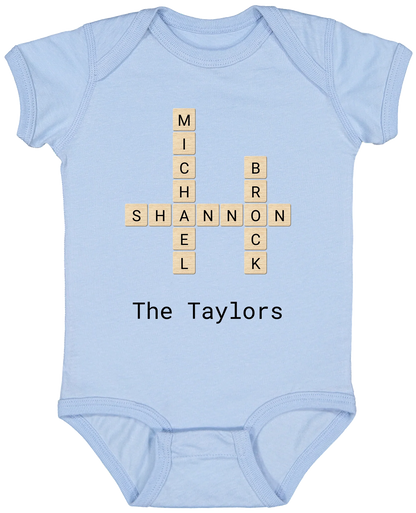 Personalized Family Crossword Name Tiles Matching Shirts