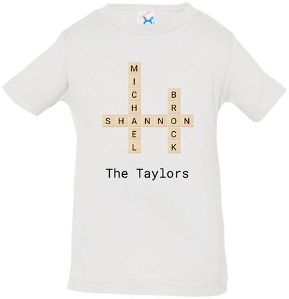 Personalized Family Crossword Name Tiles Matching Shirts