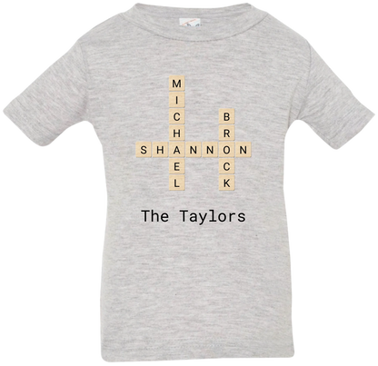 Personalized Family Crossword Name Tiles Matching Shirts