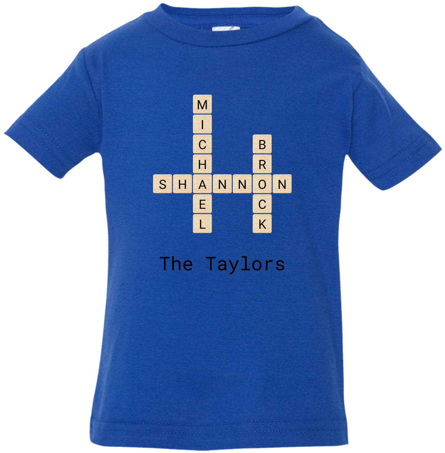 Personalized Family Crossword Name Tiles Matching Shirts