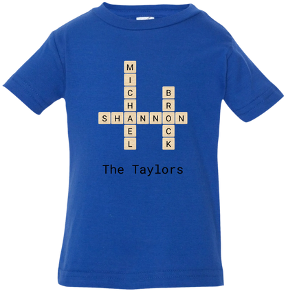 Personalized Family Crossword Name Tiles Matching Shirts