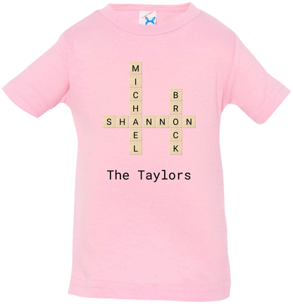 Personalized Family Crossword Name Tiles Matching Shirts