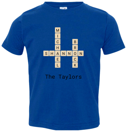 Personalized Family Crossword Name Tiles Matching Shirts