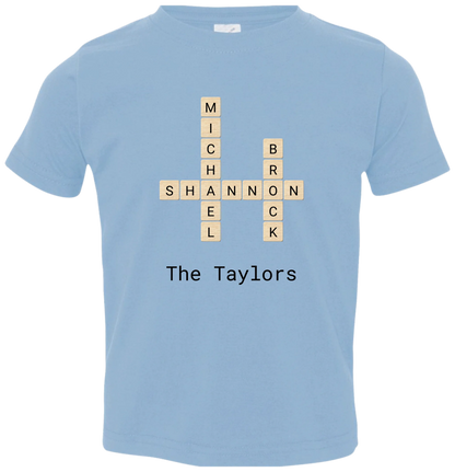 Personalized Family Crossword Name Tiles Matching Shirts