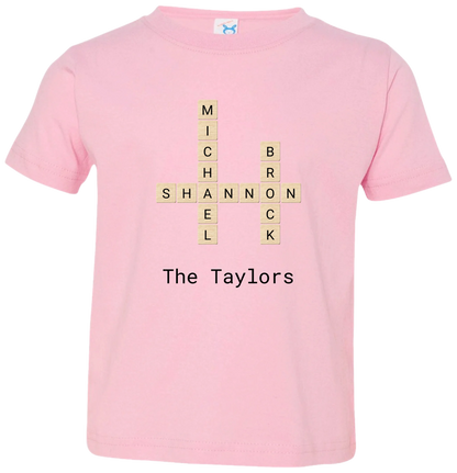 Personalized Family Crossword Name Tiles Matching Shirts