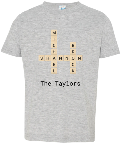 Personalized Family Crossword Name Tiles Matching Shirts