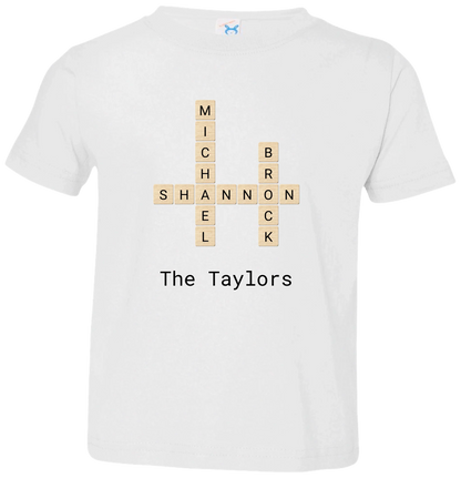 Personalized Family Crossword Name Tiles Matching Shirts