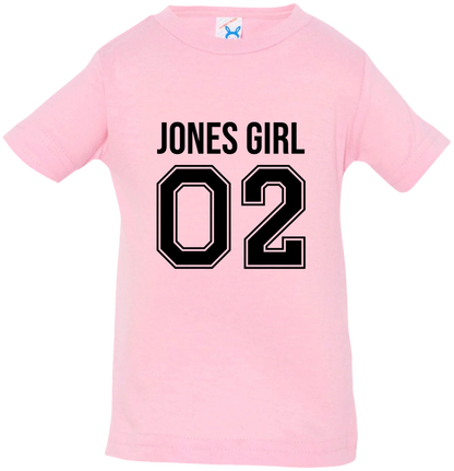 Personalized Last Name Sport Team Style Matching Shirts (design on front) BK