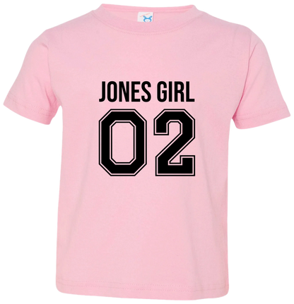 Personalized Last Name Sport Team Style Matching Shirts (design on front) BK