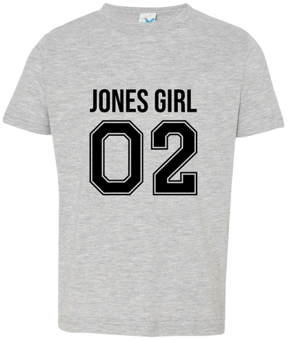 Personalized Last Name Sport Team Style Matching Shirts (design on front) BK