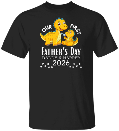 Personalized - Our First Father's Day Dad & Baby Dinosaur Matching Shirts