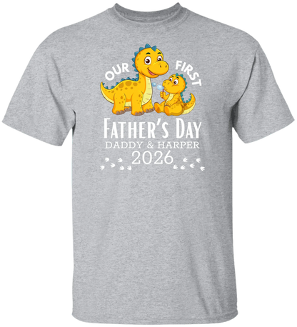 Personalized - Our First Father's Day Dad & Baby Dinosaur Matching Shirts