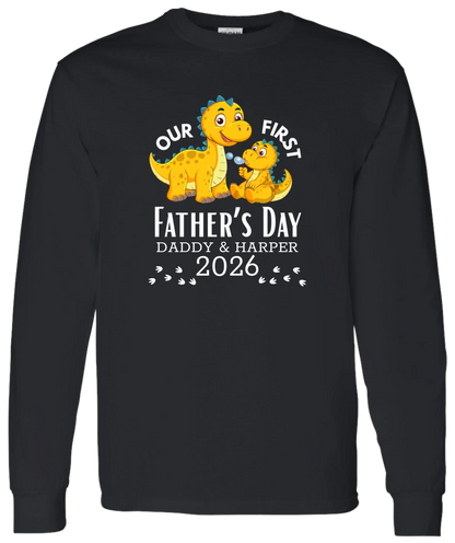 Personalized - Our First Father's Day Dad & Baby Dinosaur Matching Shirts