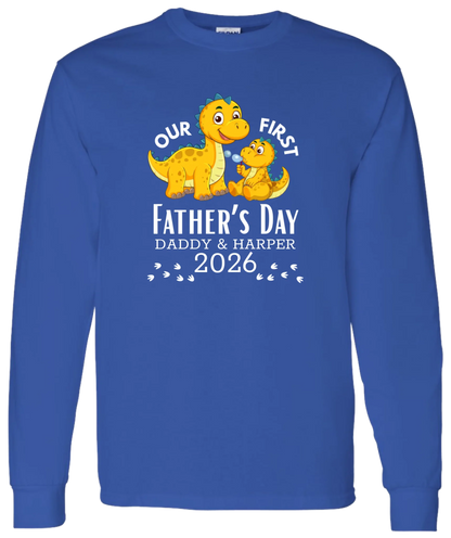 Personalized - Our First Father's Day Dad & Baby Dinosaur Matching Shirts