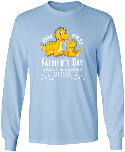 Personalized - Our First Father's Day Dad & Baby Dinosaur Matching Shirts
