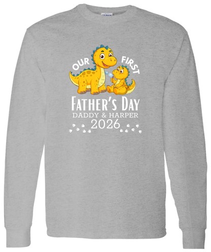 Personalized - Our First Father's Day Dad & Baby Dinosaur Matching Shirts