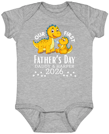 Personalized - Our First Father's Day Dad & Baby Dinosaur Matching Shirts