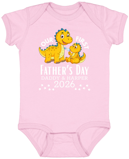 Personalized - Our First Father's Day Dad & Baby Dinosaur Matching Shirts