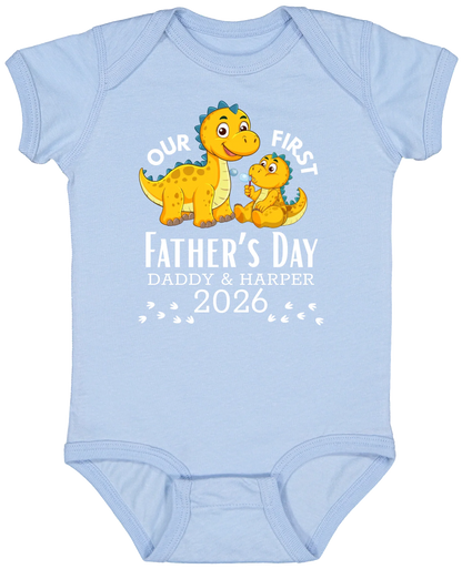 Personalized - Our First Father's Day Dad & Baby Dinosaur Matching Shirts