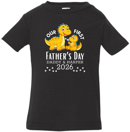 Personalized - Our First Father's Day Dad & Baby Dinosaur Matching Shirts