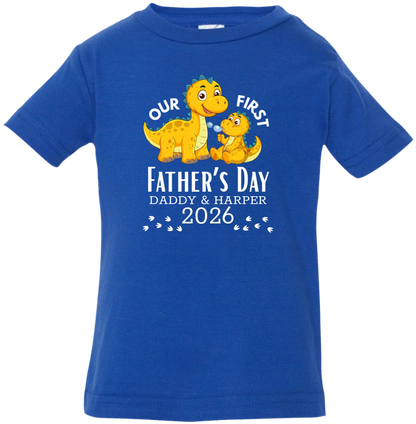Personalized - Our First Father's Day Dad & Baby Dinosaur Matching Shirts