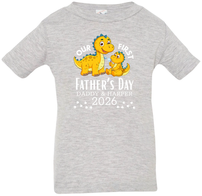 Personalized - Our First Father's Day Dad & Baby Dinosaur Matching Shirts