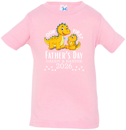 Personalized - Our First Father's Day Dad & Baby Dinosaur Matching Shirts