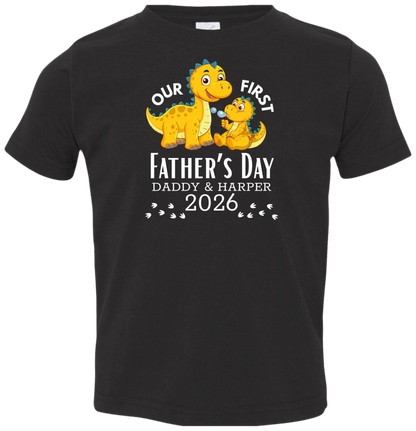 Personalized - Our First Father's Day Dad & Baby Dinosaur Matching Shirts