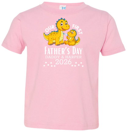 Personalized - Our First Father's Day Dad & Baby Dinosaur Matching Shirts