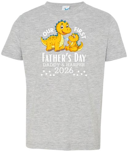 Personalized - Our First Father's Day Dad & Baby Dinosaur Matching Shirts
