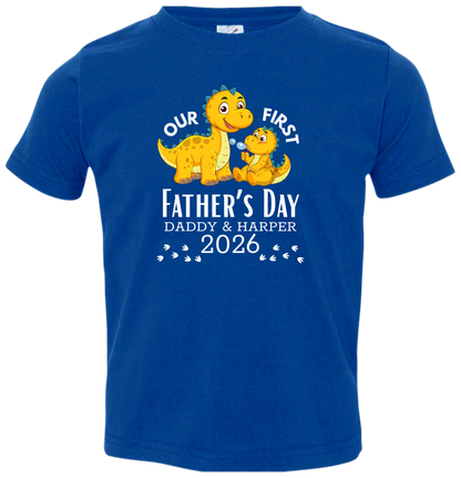 Personalized - Our First Father's Day Dad & Baby Dinosaur Matching Shirts