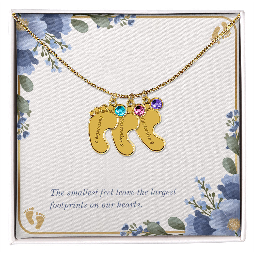 Personalized - Engraved Baby Feet Necklace with Birthstone – A Piece for Every Name You Love