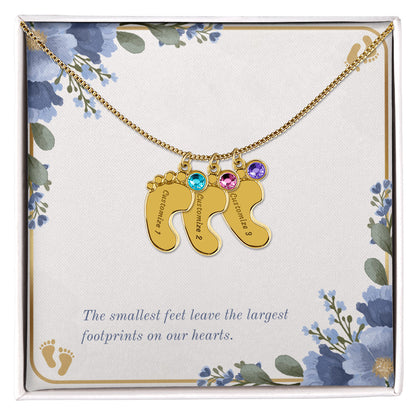 Personalized - Engraved Baby Feet Necklace with Birthstone – A Piece for Every Name You Love