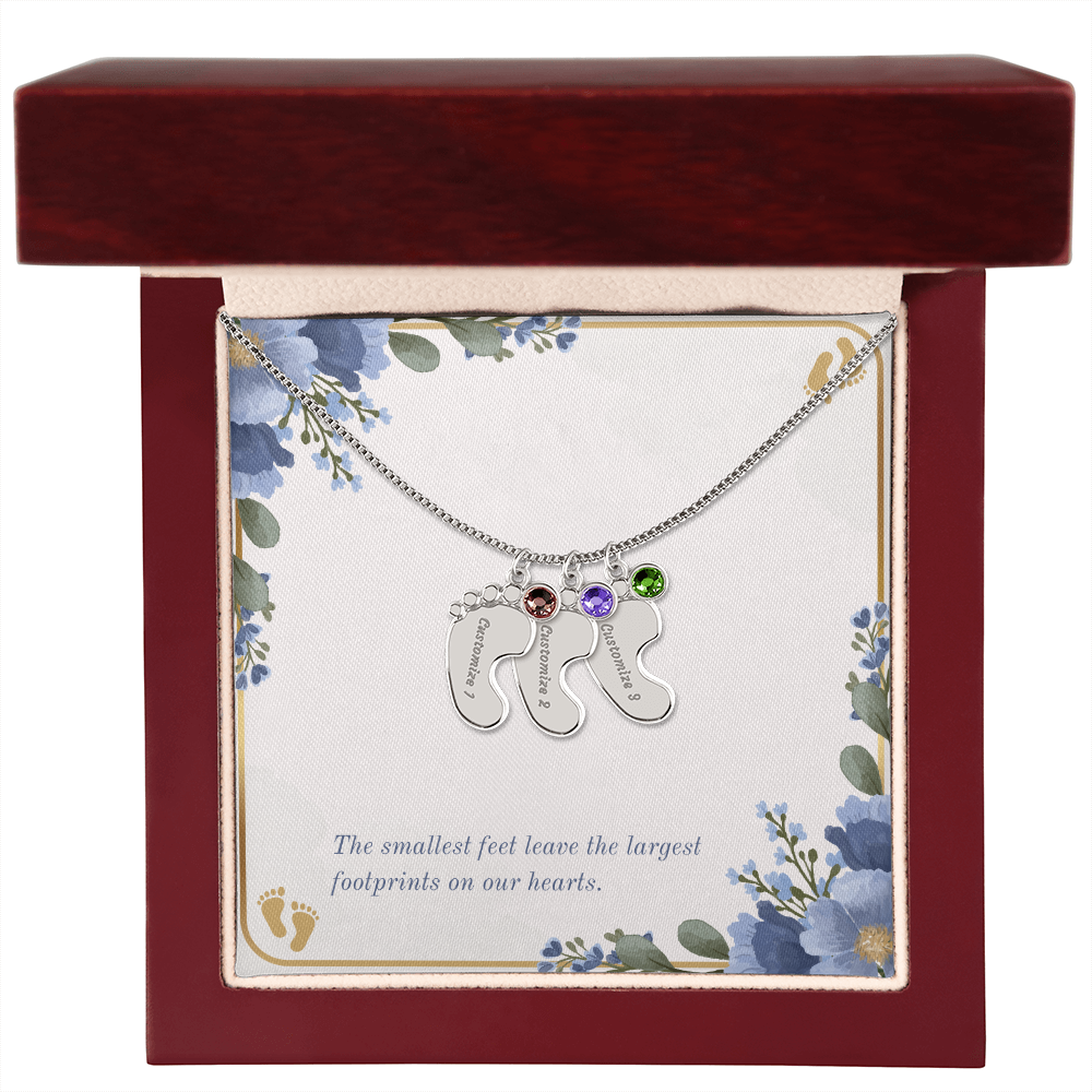Personalized - Engraved Baby Feet Necklace with Birthstone – A Piece for Every Name You Love