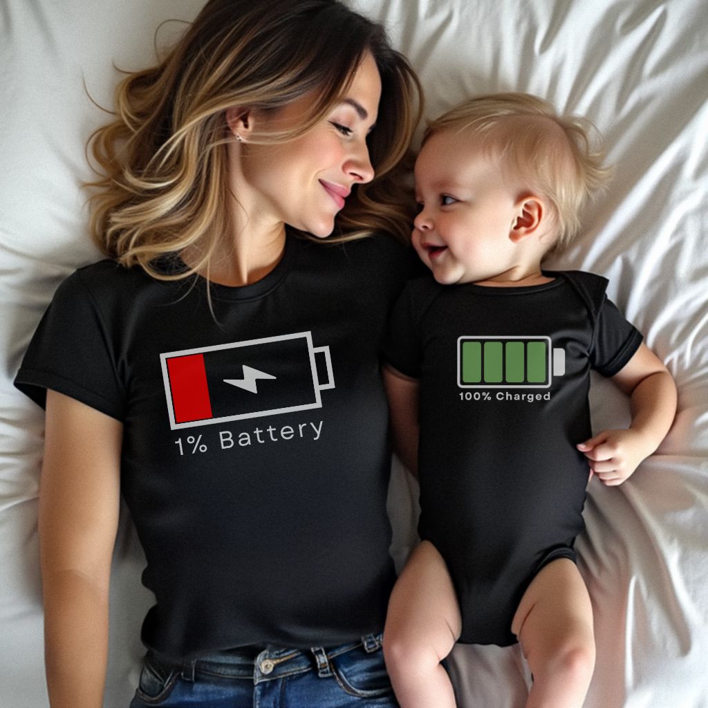 Low Battery and Fully Charged Matching Shirts
