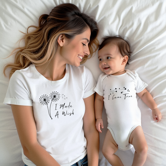 I Made A Wish & I Came True Dandelion Matching Mom and Baby Shirts