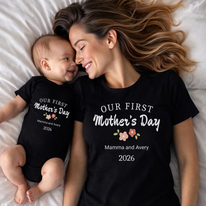 Personalized - Our First Mother's Day Mom & Baby Matching Shirts