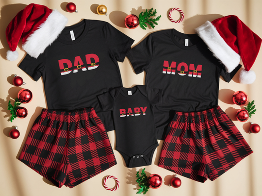 Christmas Santa DAD, MOM and BABY Matching Shirts