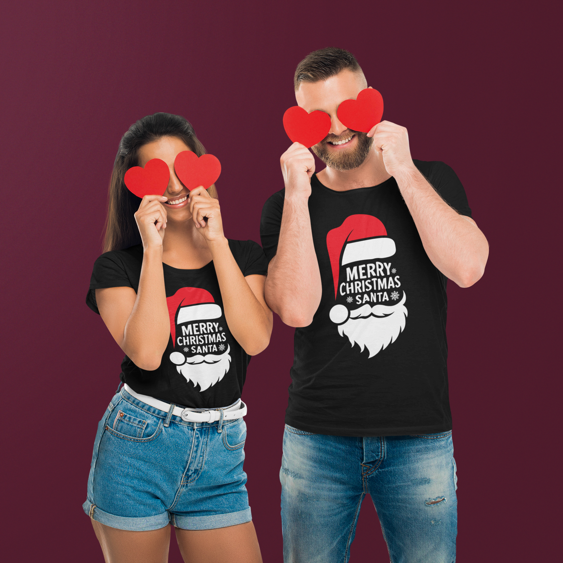 Merry Christmas Santa Matching Couple Shirts