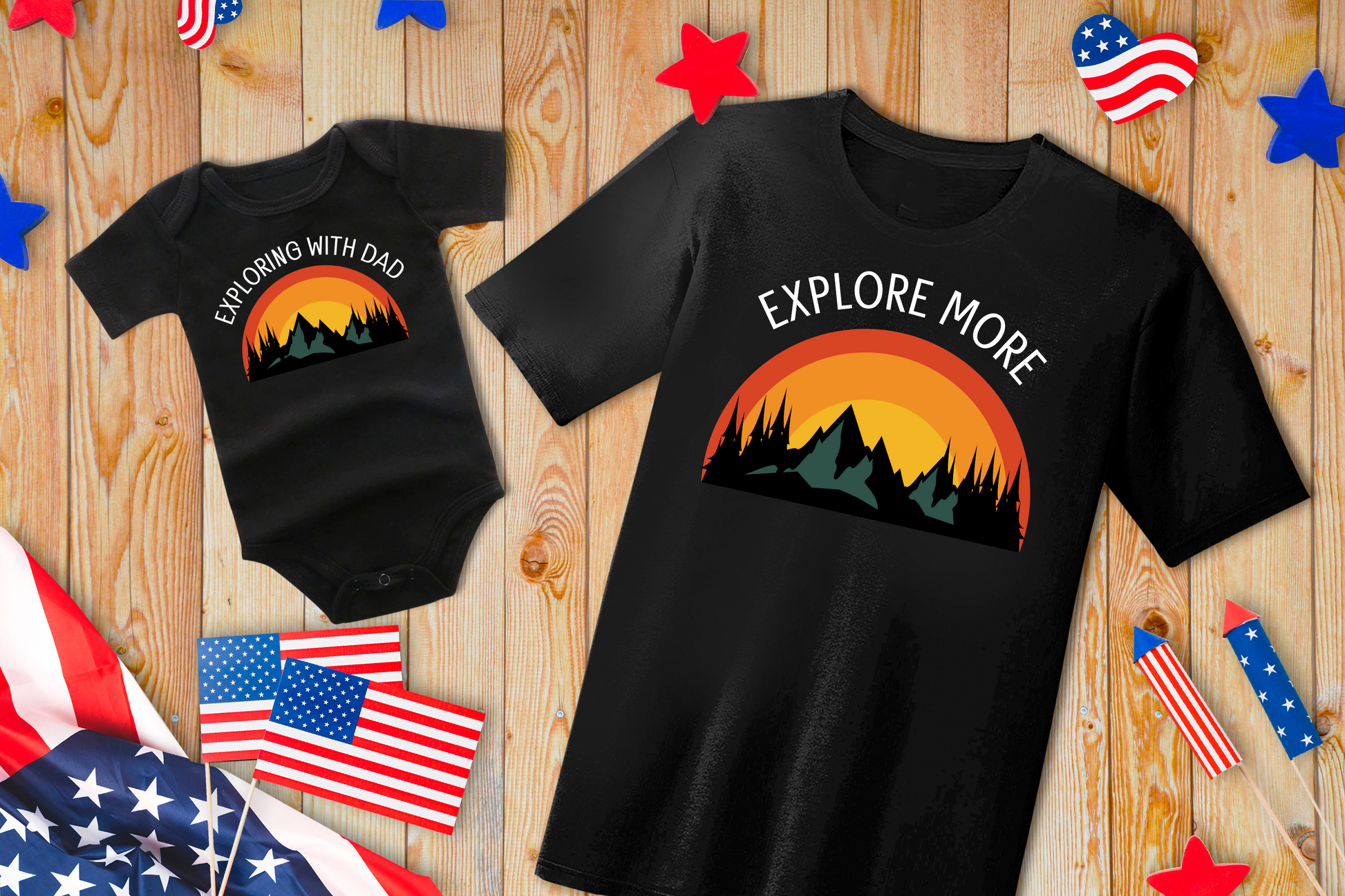 Dad and Baby Exploring Matching Shirts